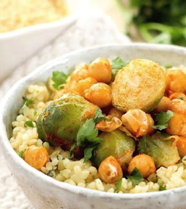 Bulgur con cavolini e ceci alla paprika
