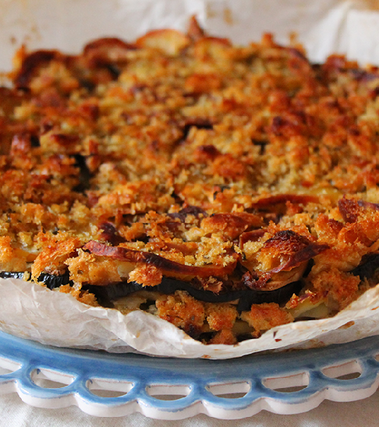 Terrina di patate, funghi e melanzane