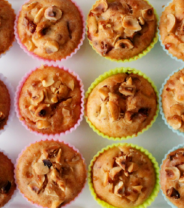 Mini muffins mele, speck e nocciole