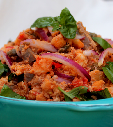 Panzanella siciliana con tonno rosso mediterraneo
