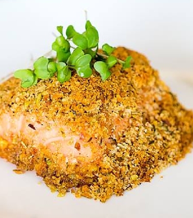 Salmone in crosta di pistacchi