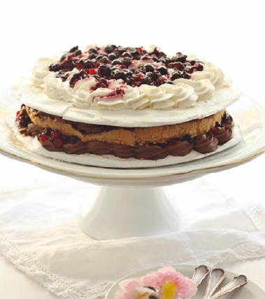 Torta meringata con cioccolato e frutti di bosco
