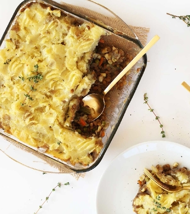 Sformato di patate, lenticchie e funghi