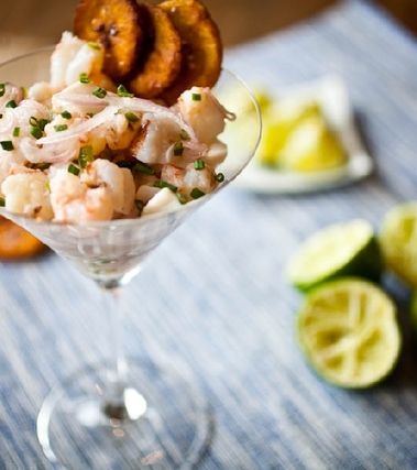 Ceviche di capesante e gamberetti