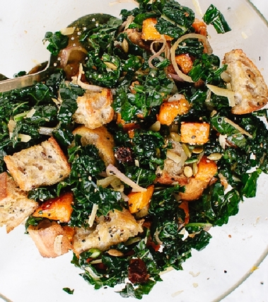 Panzanella alla zucca e cavolo riccio