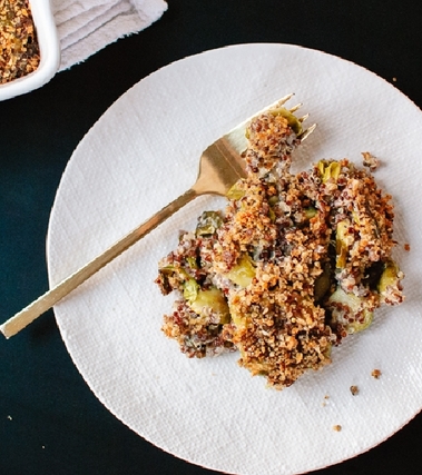 Gratin di cavoletti di bruxelles e quinoa