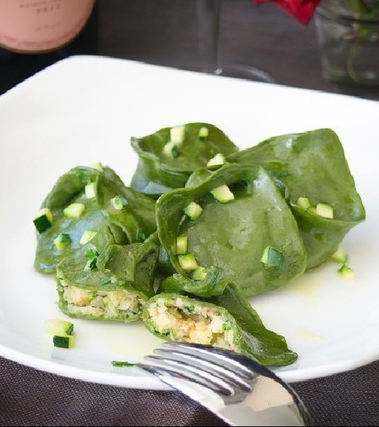 Tortelli di spinaci al ripieno di gamberi