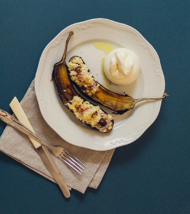 Melanzana, burratina e cous cous