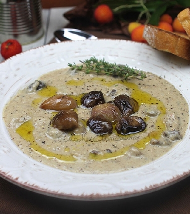 Zuppa di funghi e castagne