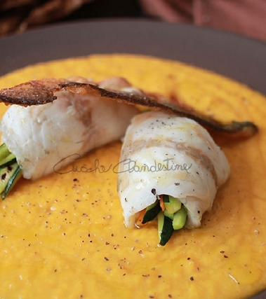 Involtini di branzino con crema di zucca e ricotta