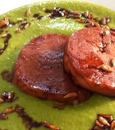 Seitan su crema di piselli