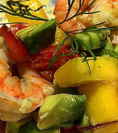 Insalata esotica di gamberi