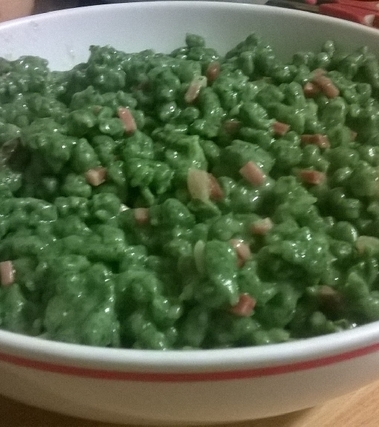 Spatzle agli spinaci e speck