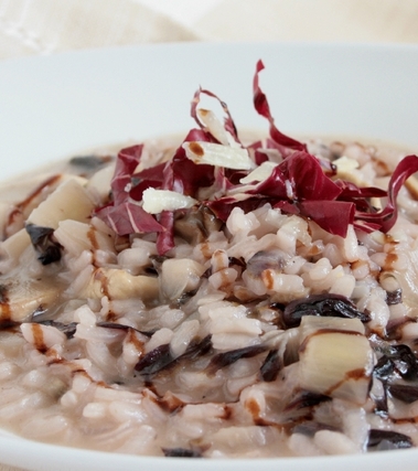 Risotto con radicchio e funghi