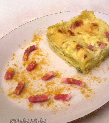Lasagne alla curcuma con porri zucchine e pancetta