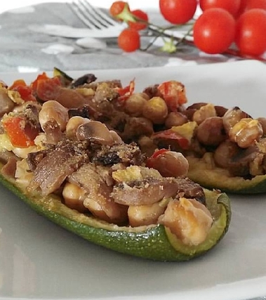 Zucchine ai funghi e ceci