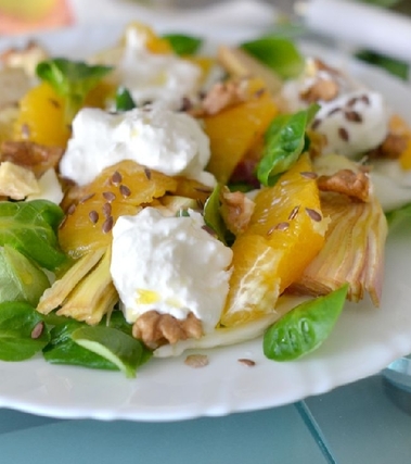Insalata di carciofi burrata pugliese e arancia