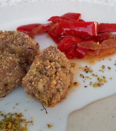 Polpettine con impanatura al pistacchio