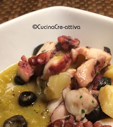 Polpo e patate su crema di finocchi