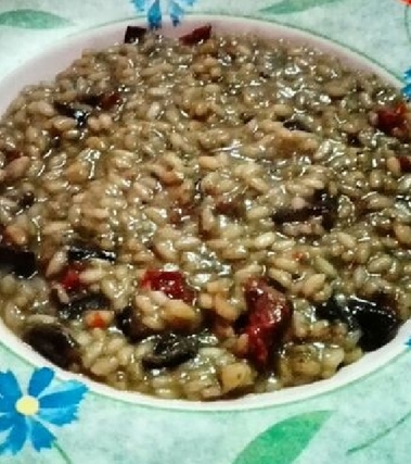 Risotto con melanzane e pomodori secchi
