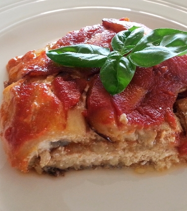 Millefoglie di melanzana e spatola con ricotta