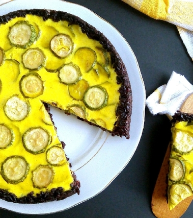 Crostata di riso venere zucchine e yogurt al curry