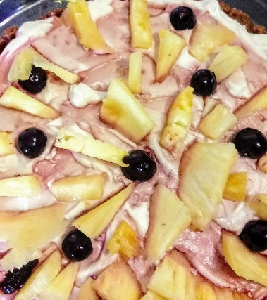 Cheesecake vegan con ananas e amarene