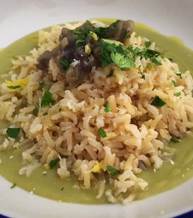 Riso basmati integrale con crema di piselli