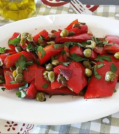 Peperoni capperi e aceto balsamico