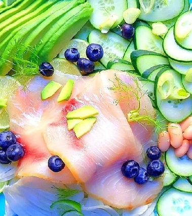 Insalata carpaccio di spada cannellini e lime