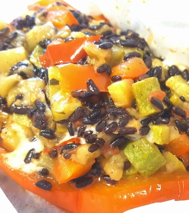 Barchette di peperoni ripieni con riso venere