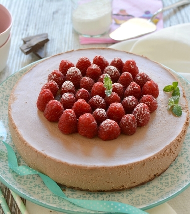 Cheesecake cioccolato e lamponi