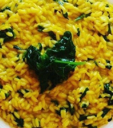 Risotto con spinaci e zafferano