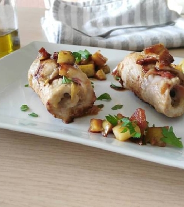 Involtini di arista alle mele