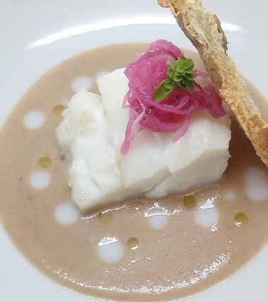 Baccalà, castagne e cipolla marinata