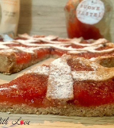 Crostata integrale con marmellata di mele cotogne
