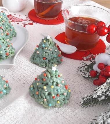 Alberelli di riso soffiato e cioccolato bianco