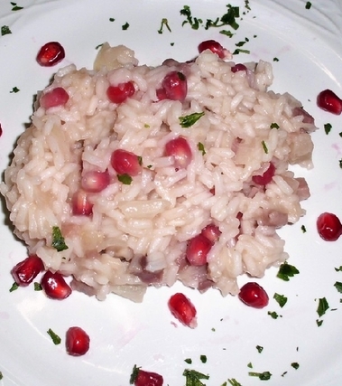 Risotto alla melagrana e speck