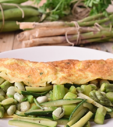 Omelette con verdurine di stagione