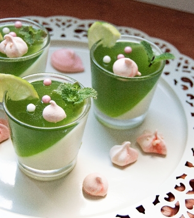 Panna cotta miele lime con gelèe al miele di menta