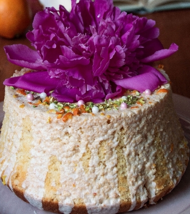 Chiffon cake al limone con glassa all’arancia