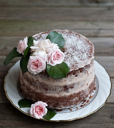 Naked chiffon cake al cacao, cocco e rum