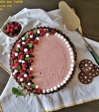Crostata senza cottura con crema ai lamponi