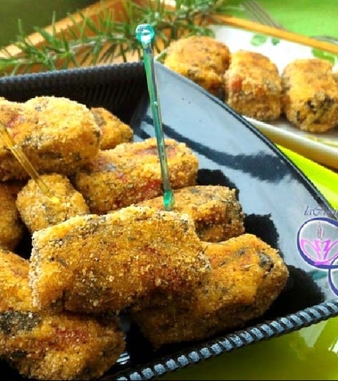 Crocchette di patate con portulaca e peperoni