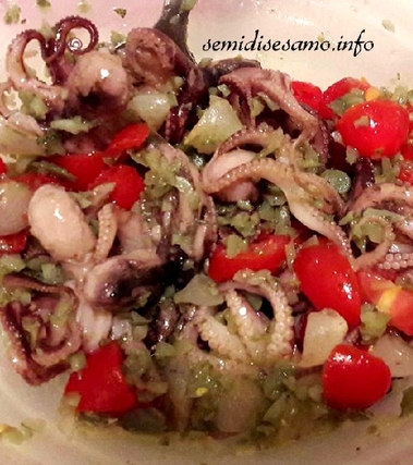 Insalata di moscardini con cruditè