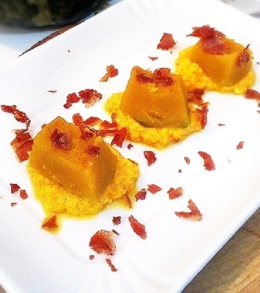 Cubetti di zucca salsa di parmigiano e zafferano