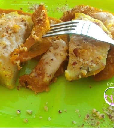 Patate dolci gratinate con zucca e nocciole