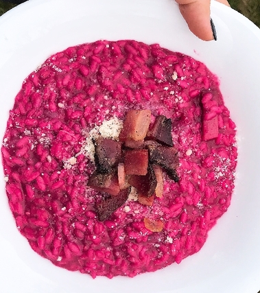 Risotto alla barbabietola e speck
