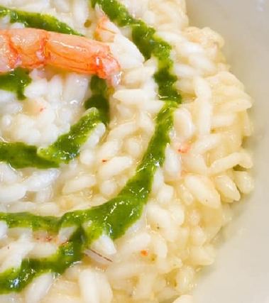 Risotto mazzancolle e rana pescatrice