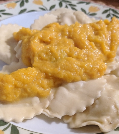 Tortelli di patate con crema di zucca